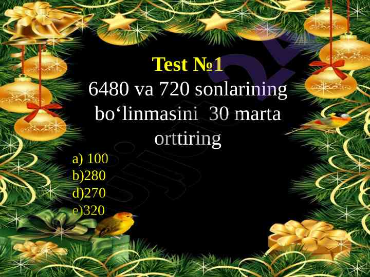 Matematik testlar va masalalar tahlili