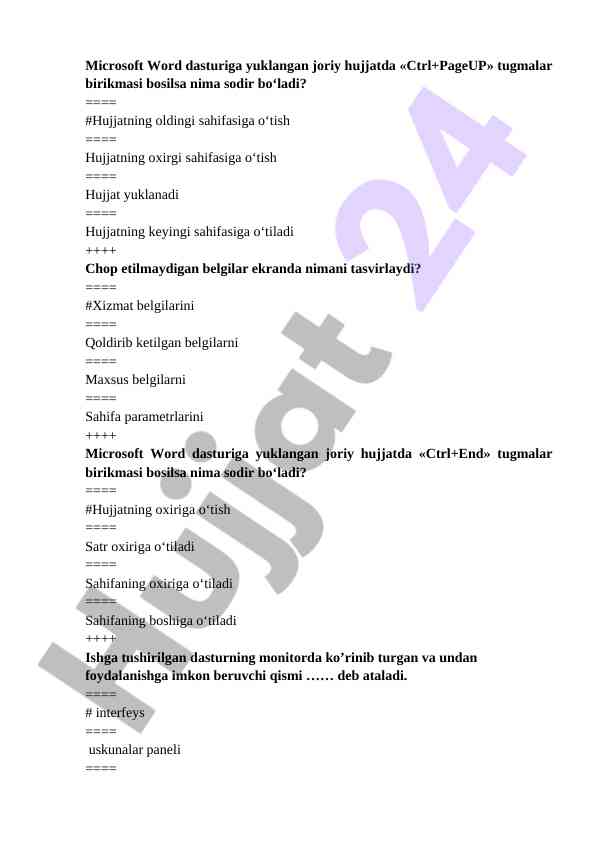 Microsoft word dasturi asoslari va funktsiyalari