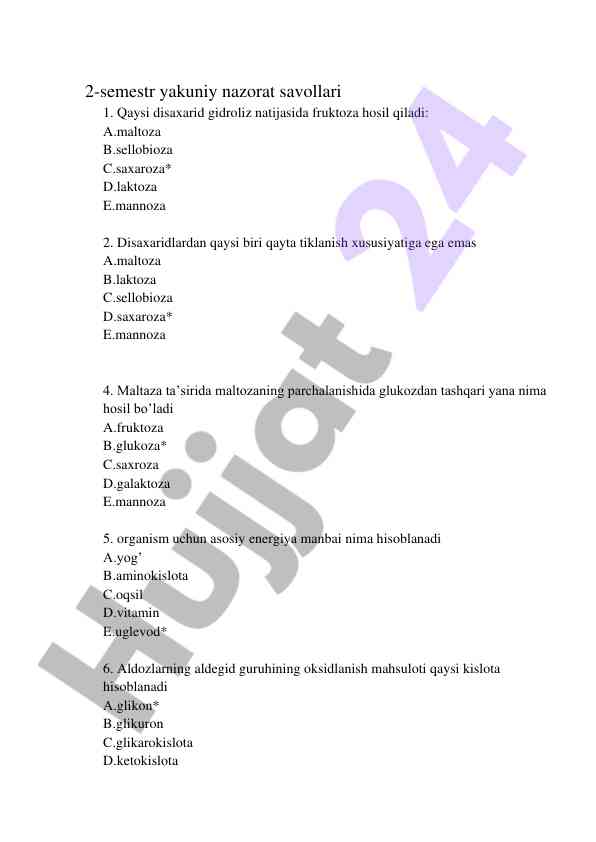 2-semestr yakuniy nazorat savollari bilan tanishing