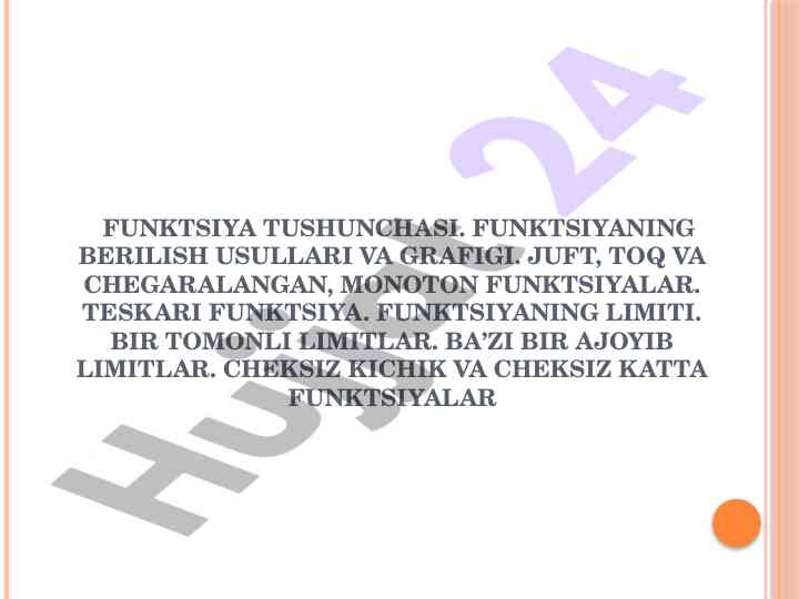 Funktsiya tushunchasi va ularning graflari