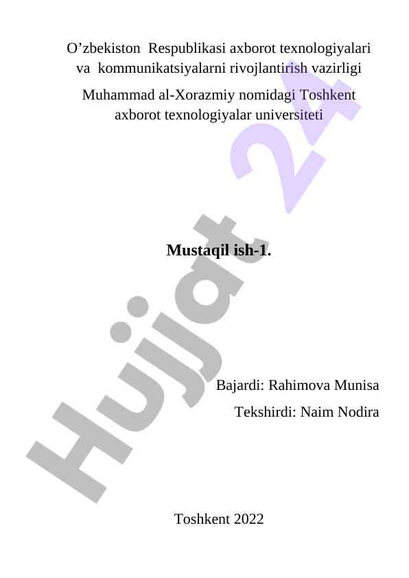 Ma’lumotlar bazasini loyihalash va amaliy ishlar