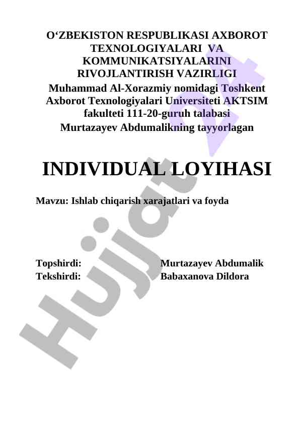 Ishlab chiqarish xarajatlari va foyda tahlili