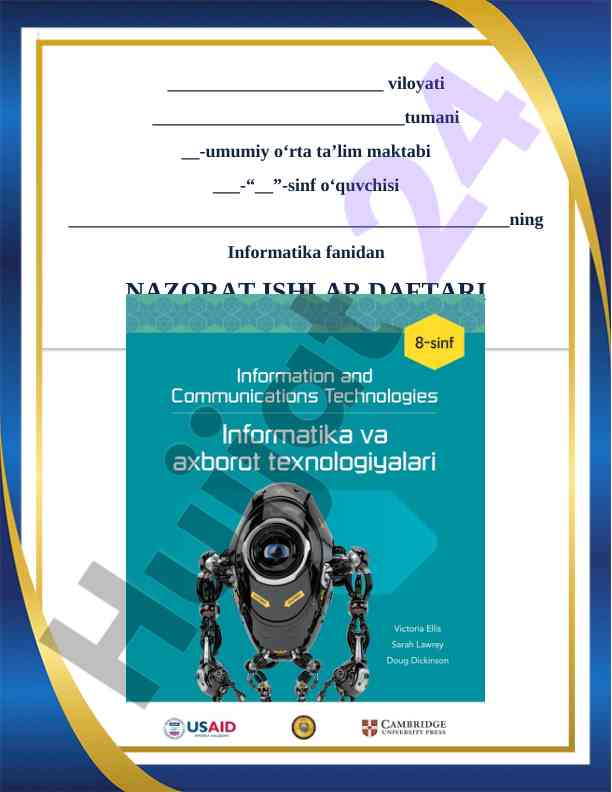 Scratch dasturi bo'yicha nazorat ishtirokchi savollari