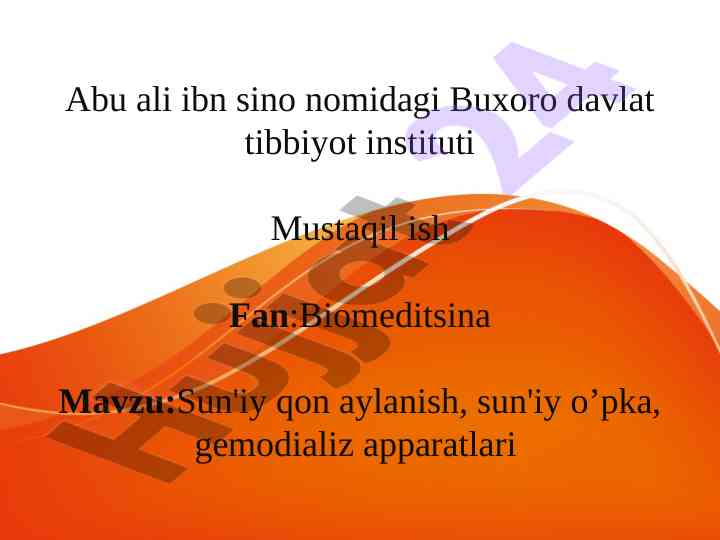 Sun'iy qon aylanish va o'pka apparati haqida ma'lumotlar