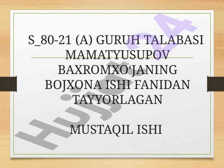 Bojxona ishlari fanidan mustaqil ishning muhim ahamiyati
