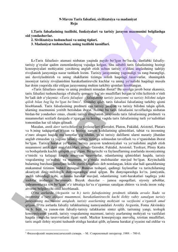 Tarix falsafasi va civilizatsiya tushunchasi