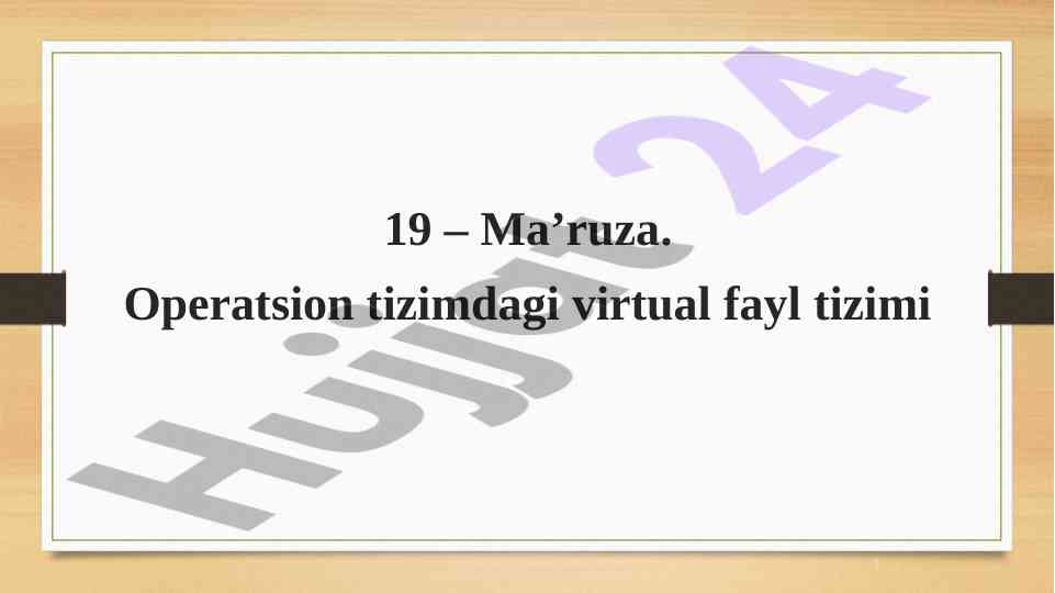 Virtual fayl tizimlari va api interfeysi