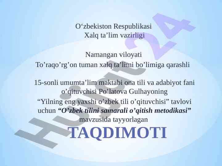 O’zbek tilini samarali o’qitish metodikasi