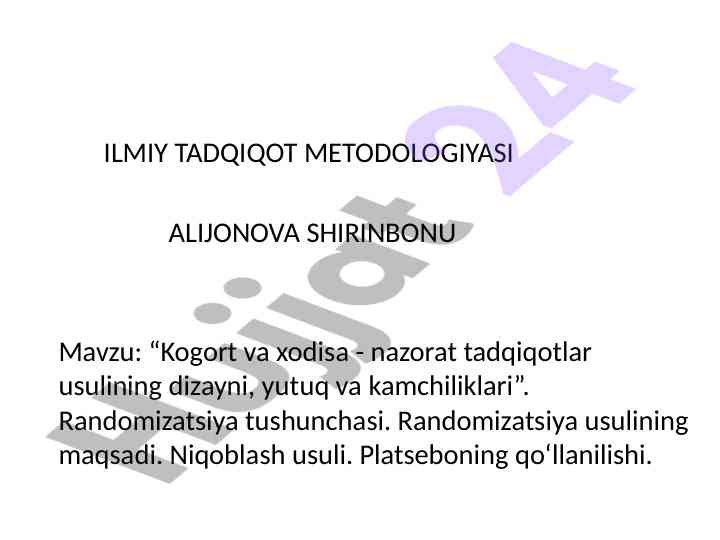 Kogort va xodisa - nazorat tadqiqotlar usuli
