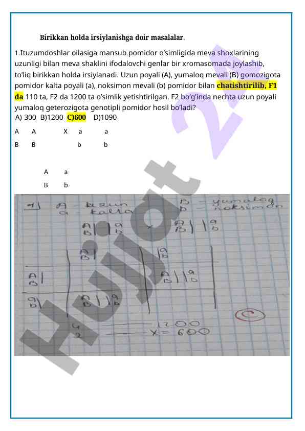 Irsiylanish va genotiplar o‘rganish testi