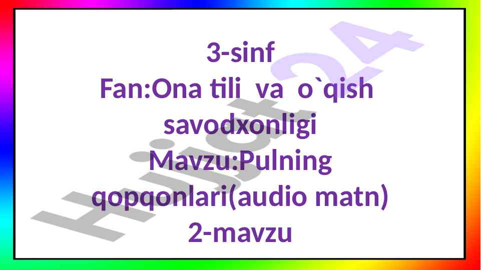 Pulning qopqonlari dars ishlanmasi