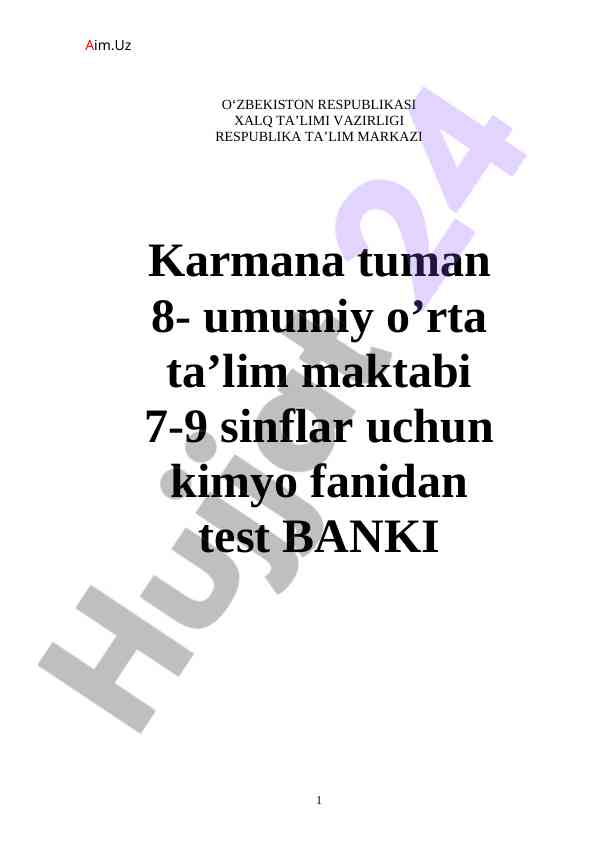 Kimyo fanidan test banki 7- sinf