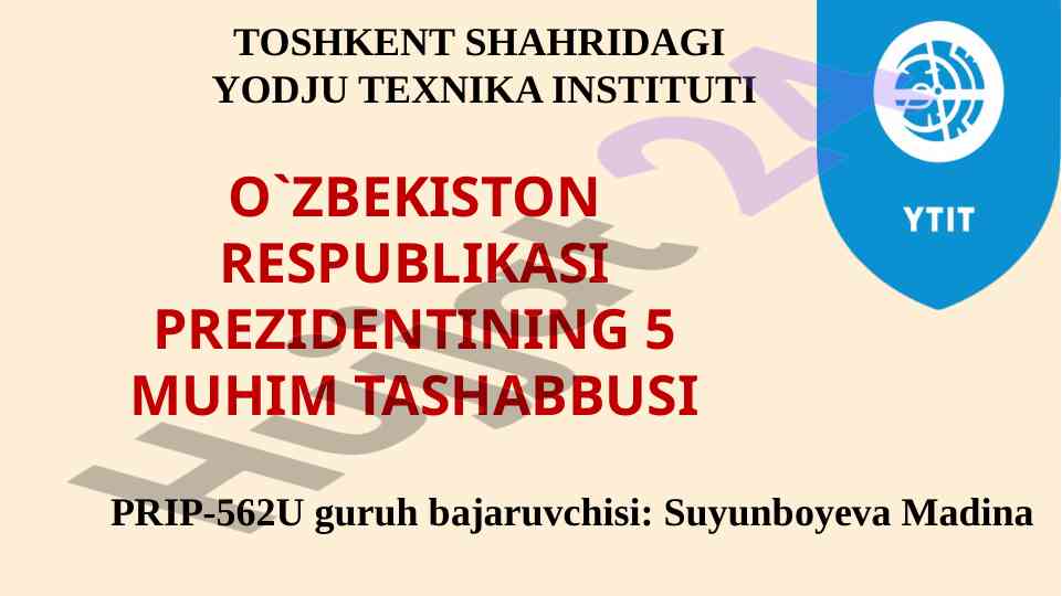 Besh muhim tashabbus va yoshlar rivoji