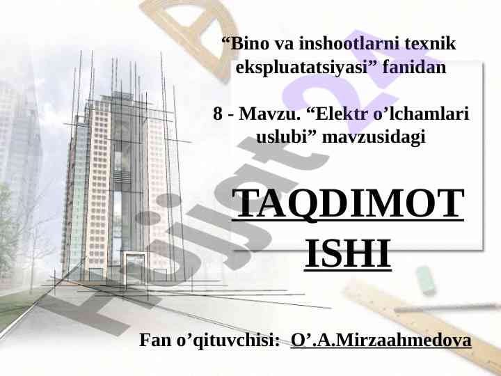 Elektr o’lchamlari uslubi taqdimoti