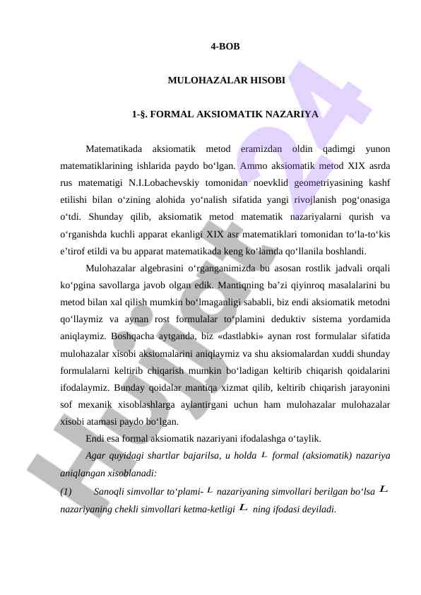 Aksiomatik nazariya va mulohazalar hisobi