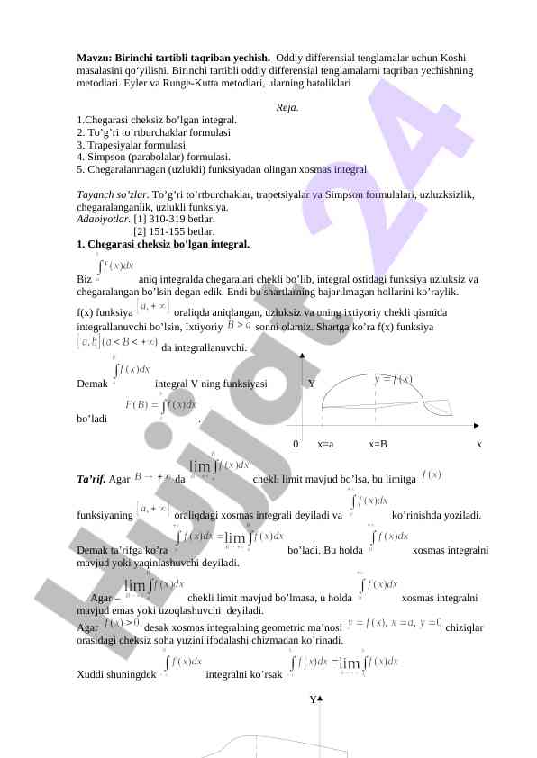 Birinchi tartibli differensial tenglamalar metodlari