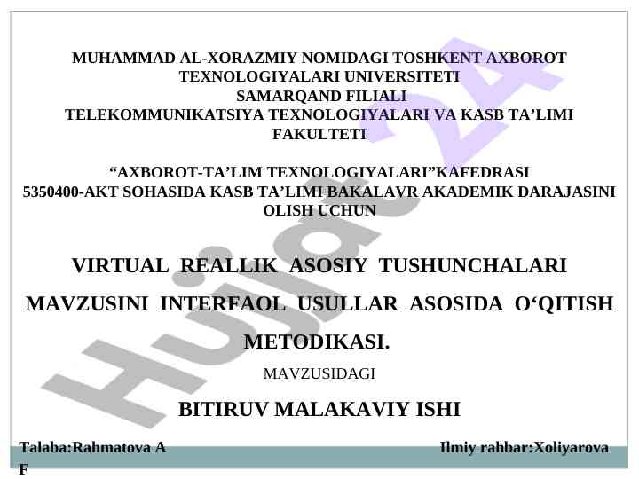 Axborot-talim texnologiyalari o‘qitish metodikasi