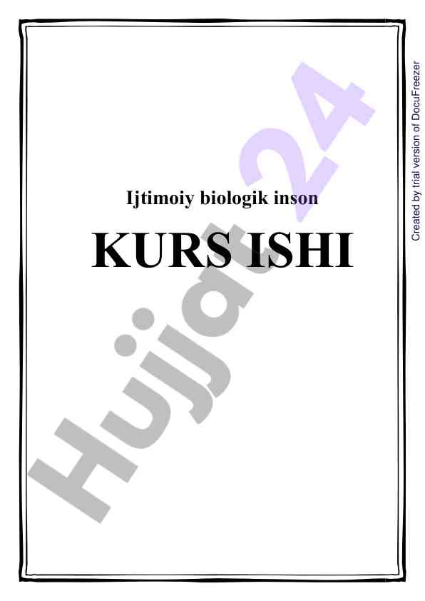 Ijtimoiy biologik inson kurs ishi
