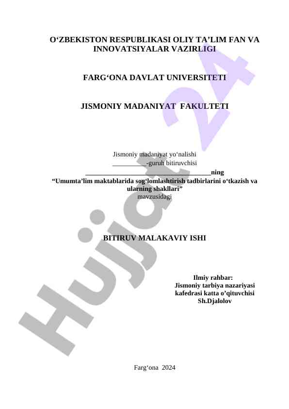 Umumta'lim maktablarida sog‘lomlashtirish tadbirlarini o'tkazish