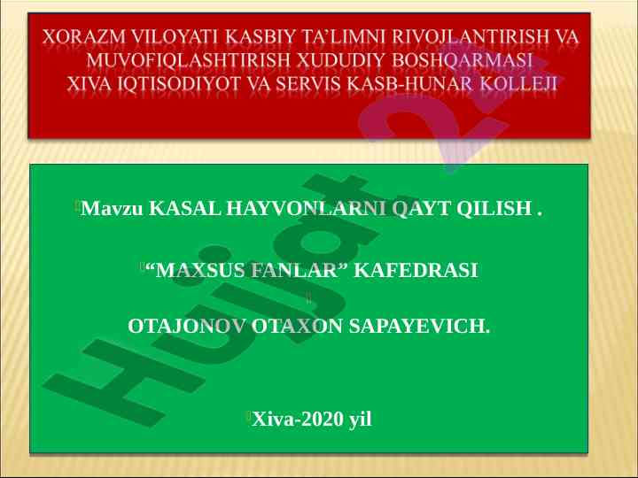 Kasal hayvonlarni qayt qilish metodlari