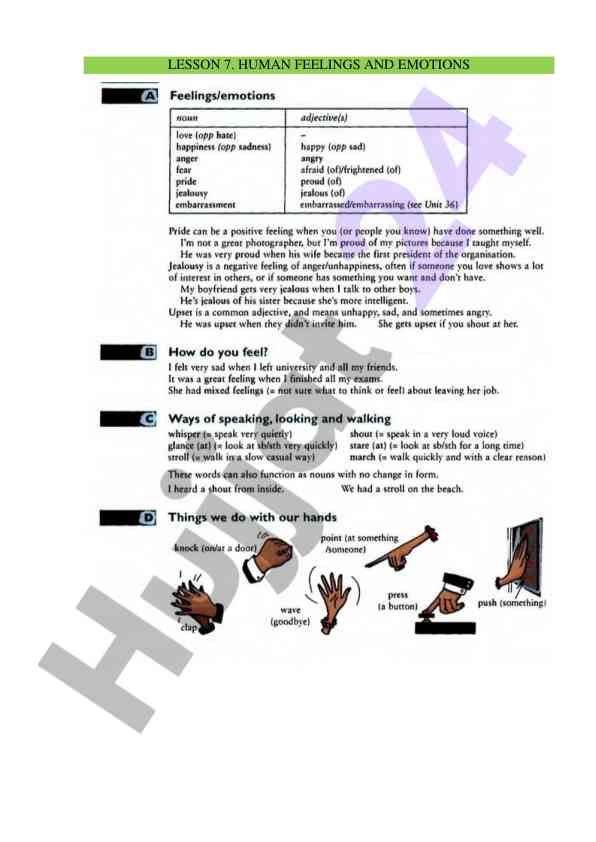Lesson 7 overview of human feelings and emotions
