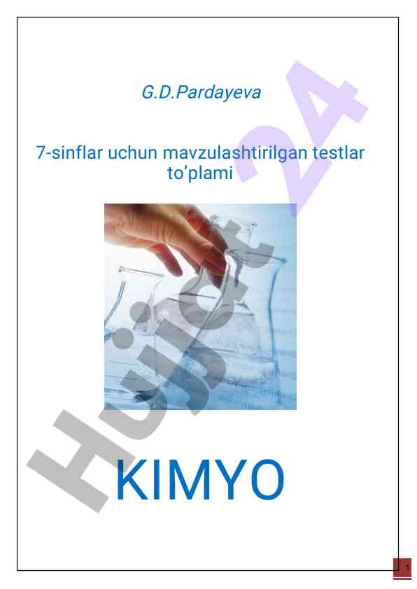 Mavzulashtirilgan testlar to'plami kimyo 7-sinf