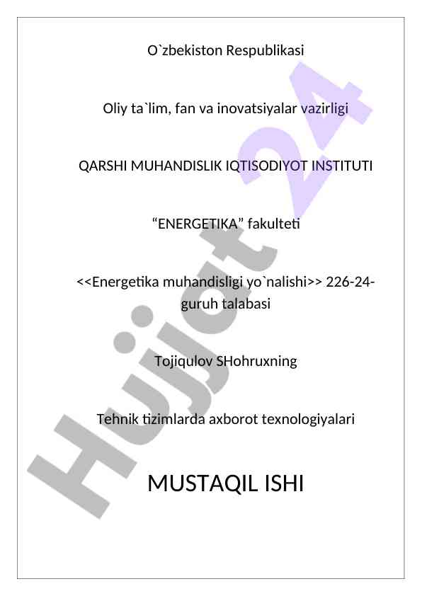 Mantiqiy dasturlash texnologiyalari mustaqil ish