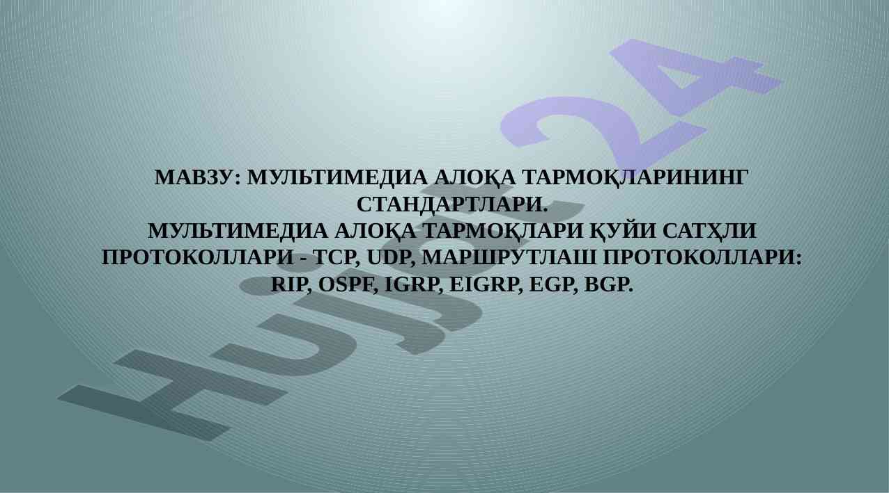 Multimedia aloqa tarmoq standartlari tadqiqoti