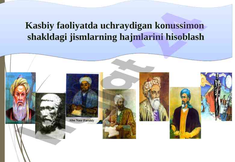 Konussimon shaklldagi jismlar hajmlarini hisoblash