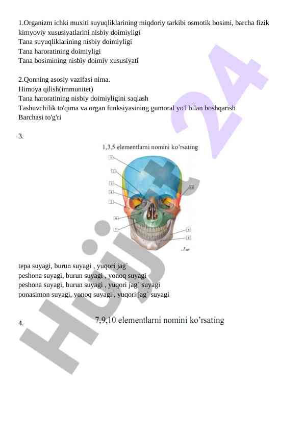 Tana sistema fizik kimyoviy xususiyatlari