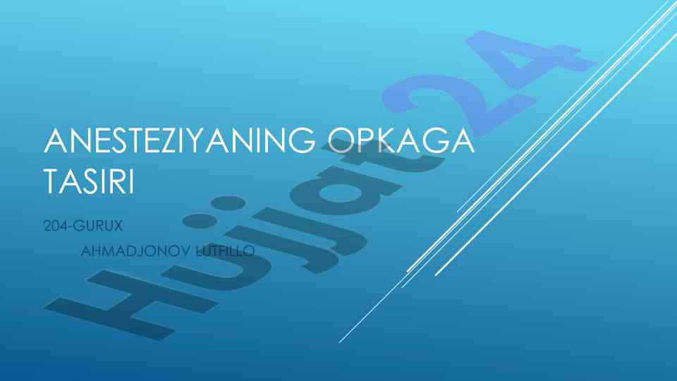 Anesteziyaning o‘pkaga ta’siri va salomatlik