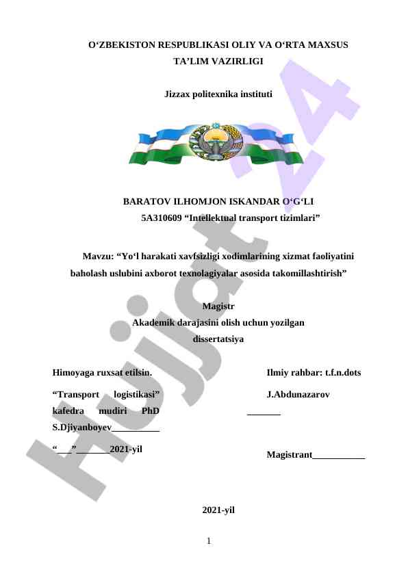 Intellektual transport tizimlari va xodimlar baholash