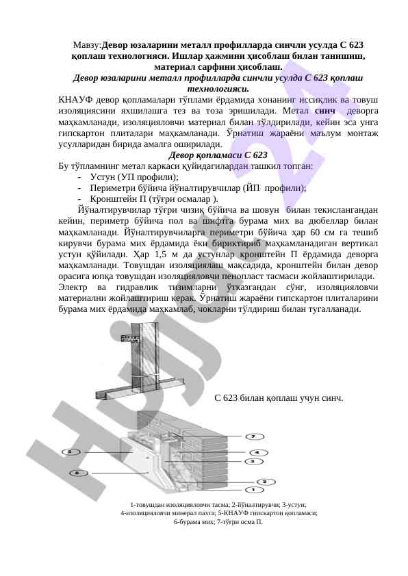 C 623 qoplash texnologiyasi haqida ma'lumotlar