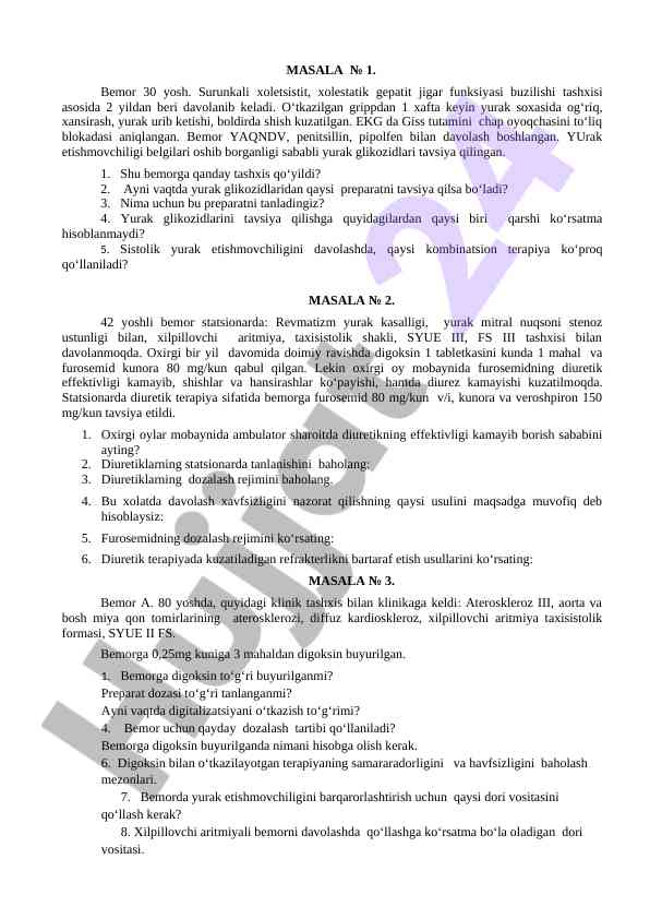 Yurak kasalliklari tashxisi va davolash usullari
