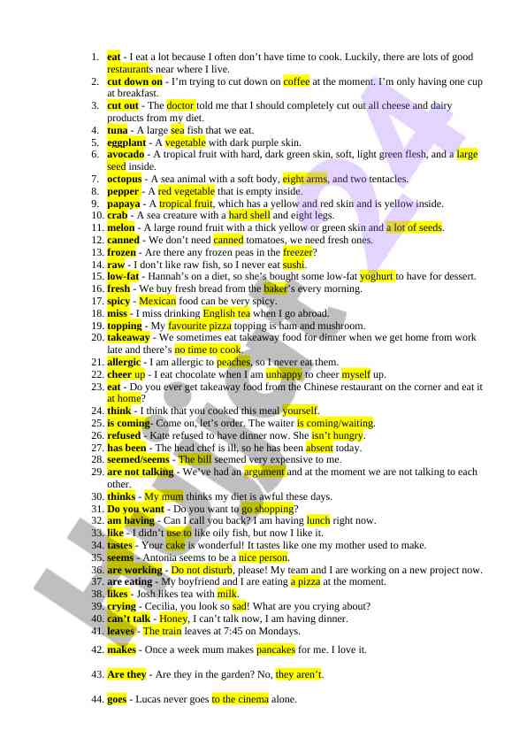 Essential vocabulary for healthy eating
