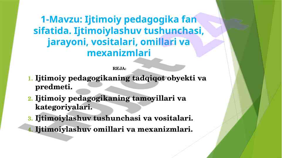 Ijtimoiy pedagogika va ijtimoiylashuv tushunchalari