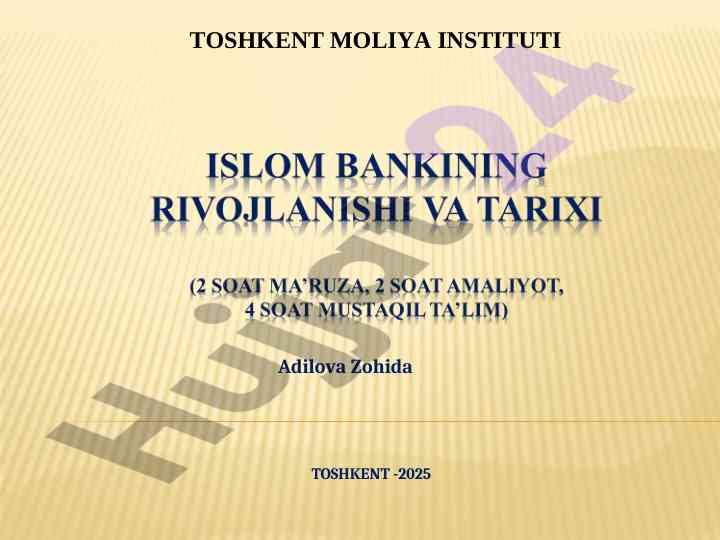 Islom banki tarixi va rivojlanish bosqichlari