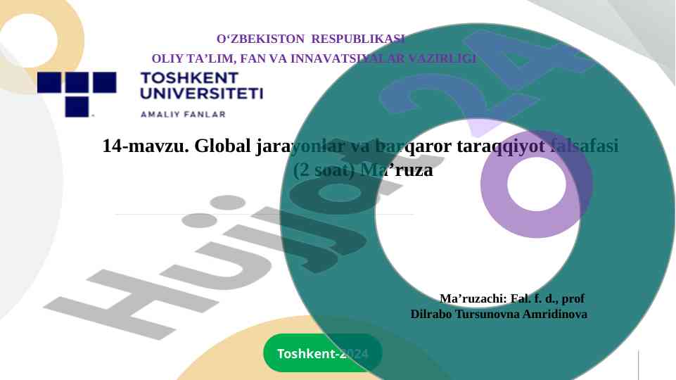 Global jarayonlar va barqaror taraqqiyot falsafasi