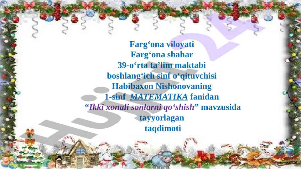 Ikki xonali sonlarni qo‘shish taqdimoti