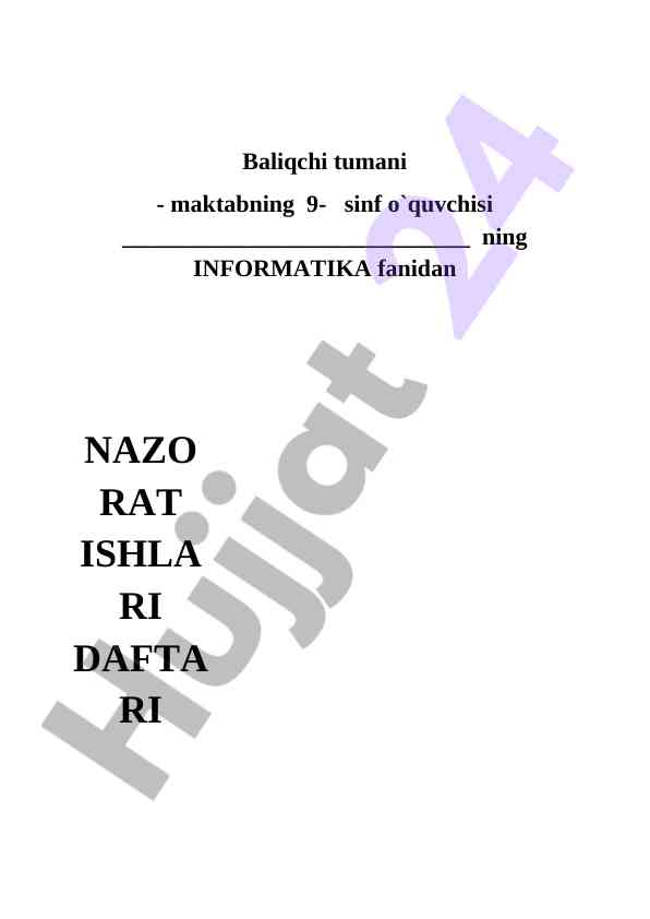Informatika nazorat ishlari to'g'risida savollar