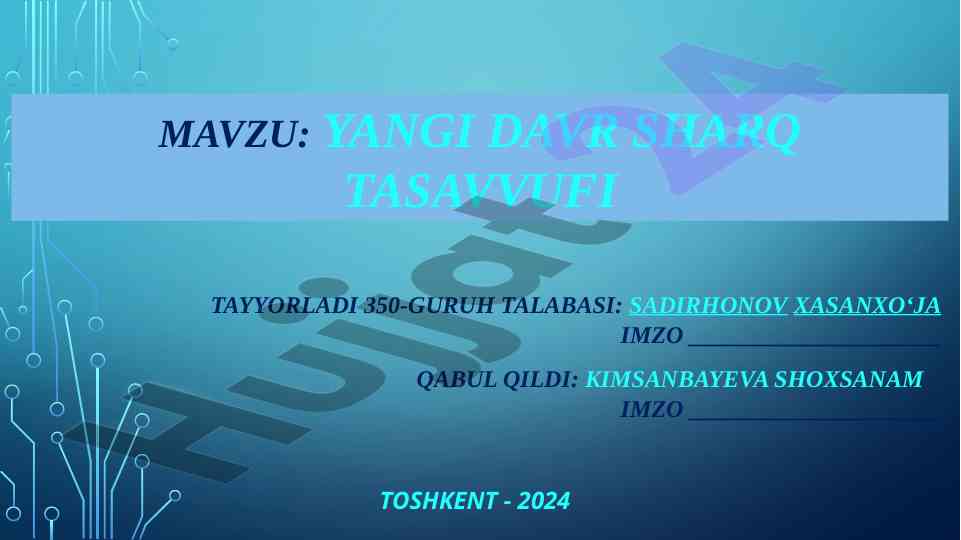 Yangi davr sharq tasavvufi taqdimoti
