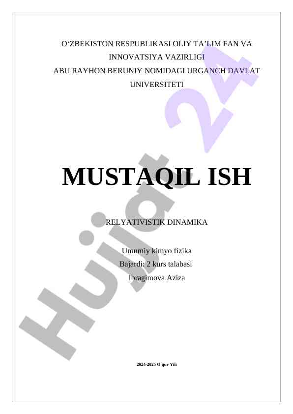Relyativistik Dinamika Asosiy Tushunchalari