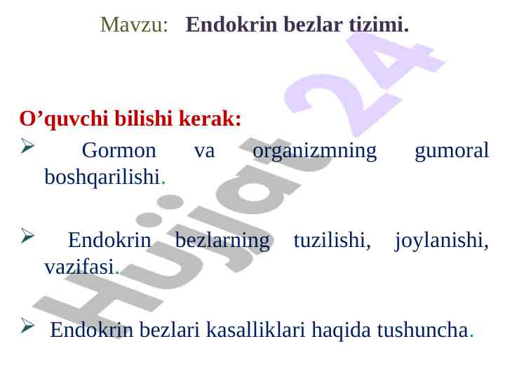 Endokrin bezlar tizimi va ularning vazifalari
