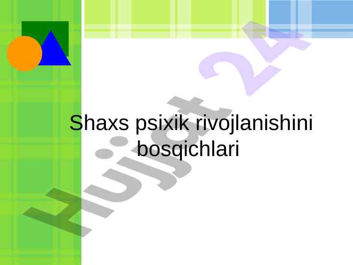Psixik rivojlanish va shaxsning taraqqiyoti