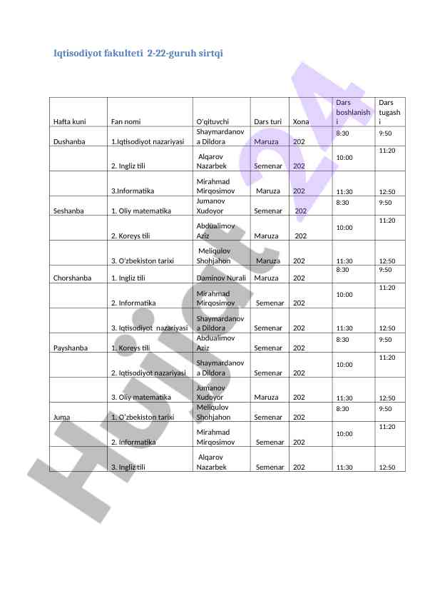 Pedagogika fakultetlari guruhlari tahlili