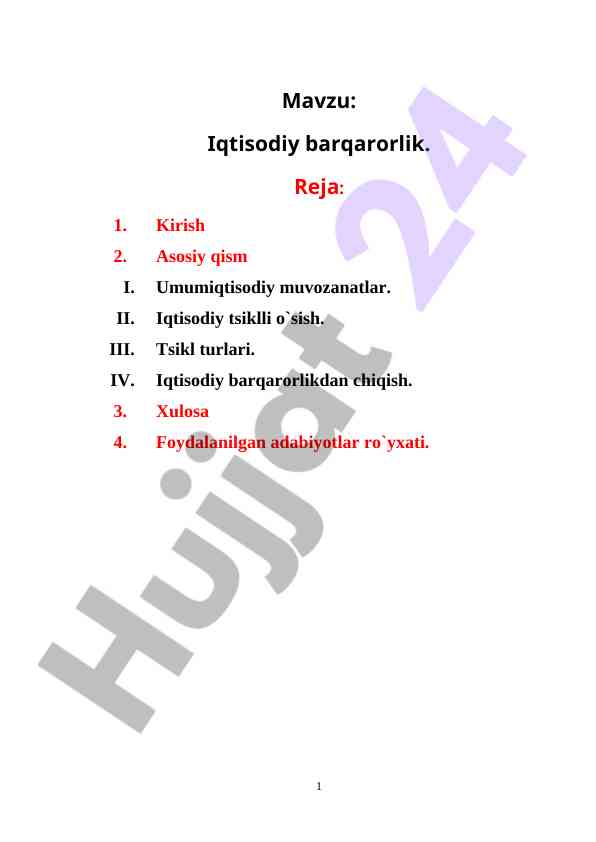 Iqtisodiy barqarorlik va bozor iqtisodiyoti