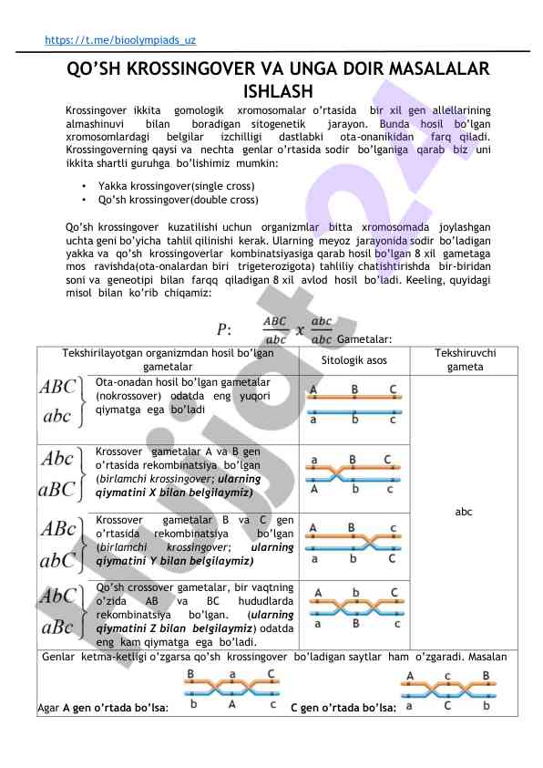 Krossingover va genetik o'zgarishlar tahlili
