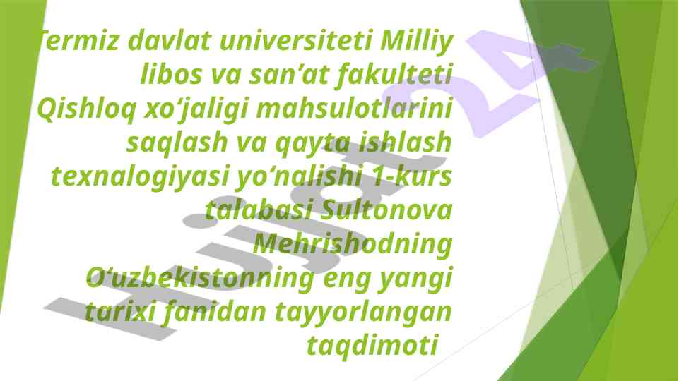 O‘uzbekistonning eng yangi tarixi taqdimoti
