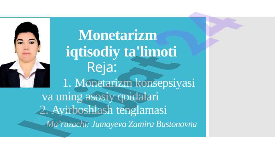 Monetarizm iqtisodiy ta'limoti asosiy qoidalari