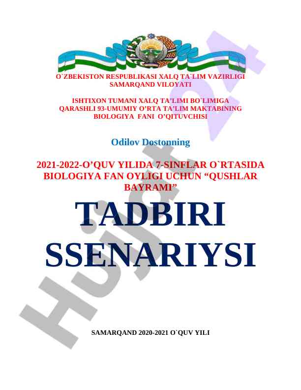 Qushlar bayrami tadbirining senariysi